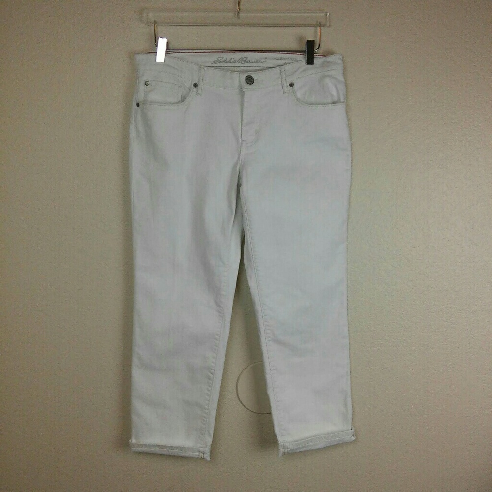 Eddie Bauer Size 8 White Boyfriend Crop